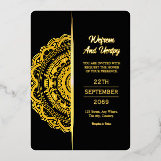 Relieve metalizado dorado de diseño de tarjetas de