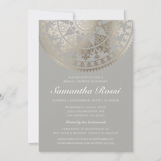 Relieve metalizado dorado de invitaciones a la duc (Anverso)