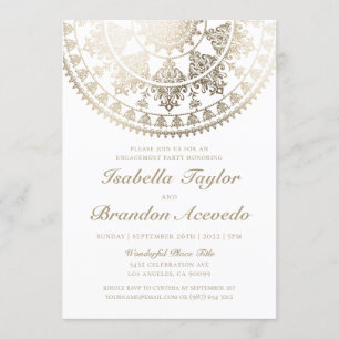Relieve metalizado dorado de invitaciones a la fie