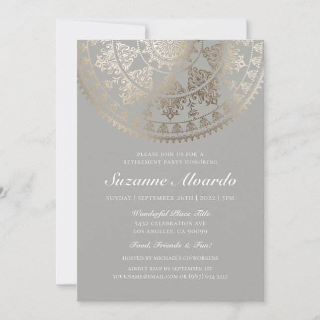 Relieve metalizado dorado de invitaciones a partid (Anverso)