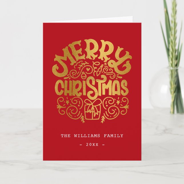 Relieve metalizado dorado de lujo Feliz Navidad Ro (Anverso)