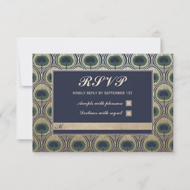 Relieve metalizado dorado de tarjetas RSVP de la b (Anverso)