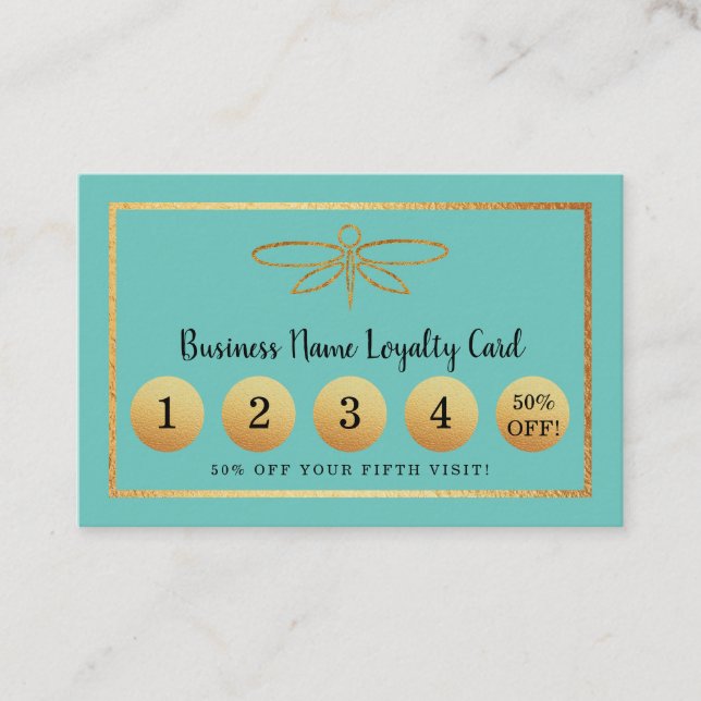 Relieve metalizado dorado Dragonfly - Tarjeta de f (Anverso)