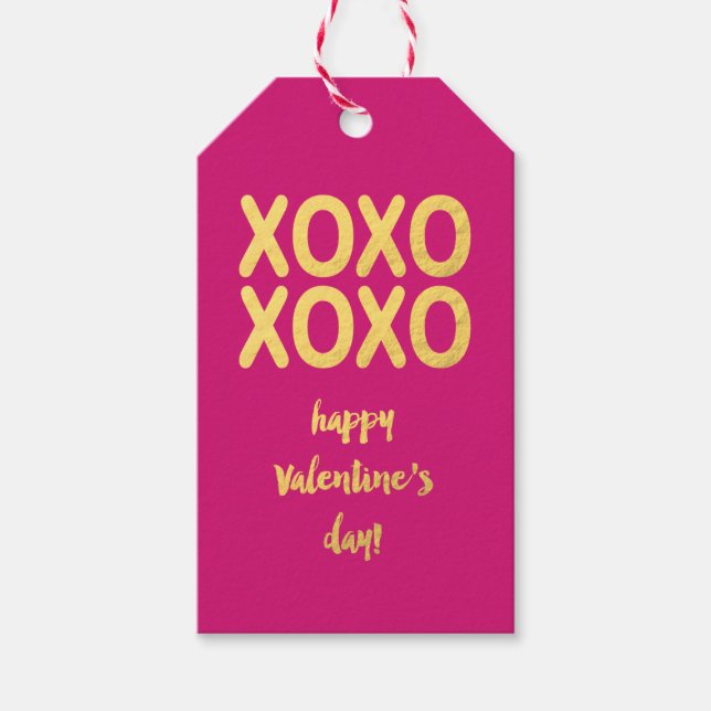 Relieve metalizado dorado falso XOXO | Etiqueta de (Anverso)