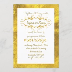 Relieve metalizado dorado Glam y la invitación a l