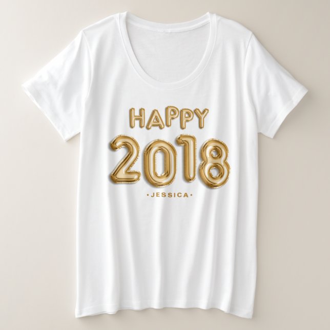Relieve metalizado dorado Globos Feliz 2018 Person (Anverso del diseño)