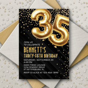 Relieve metalizado dorado Globos Invitación a cump