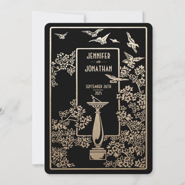Relieve metalizado dorado Invitaciones a la Boda e (Anverso)