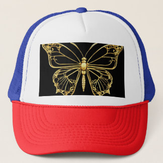 Relieve metalizado dorado Mariposa gorra Elegancia