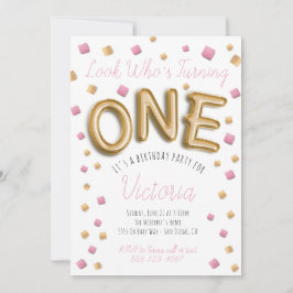 Relieve metalizado dorado moderno Globo Invitacion