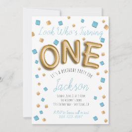 Relieve metalizado dorado moderno Globo Invitacion