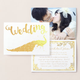 Relieve metalizado dorado Peacock Tus Invitaciones