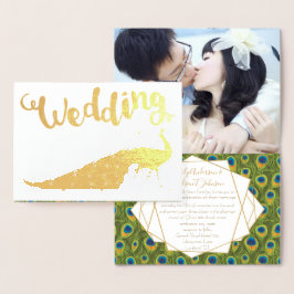 Relieve metalizado dorado Peacock Tus Invitaciones
