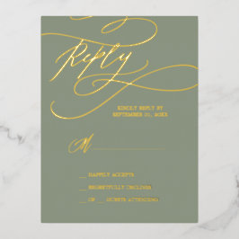 Relieve metalizado dorado romántico | Tarjeta RSVP
