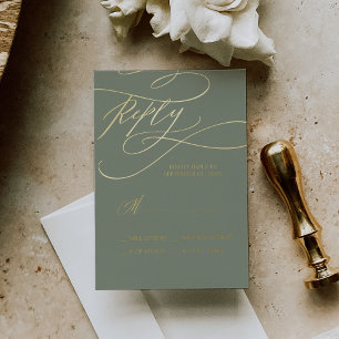Relieve metalizado dorado romántico Tarjeta RSVP