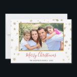 Relieve metalizado dorado Snowflakes Feliz tarjeta<br><div class="desc">Faux Relieve metalizado dorado Snowflakes Feliz Navidad - Tarjeta fotográfica de Navidad. La imagen,  la fecha y el nombre de la familia pueden ser reemplazados en esta simple y elegante tarjeta de fotos de Navidad.</div>