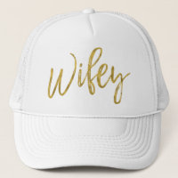 Relieve metalizado dorado Wifey y sombrero de cami