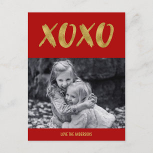 Relieve metalizado dorado XOXO con pincel, tarjeta