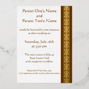 Relieve Metalizado Elegancia China en Invitación de Chocolate con Hoj