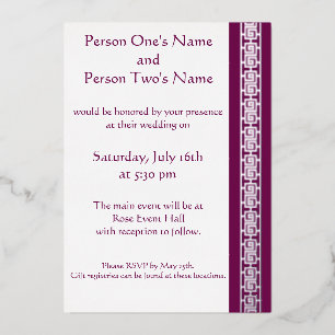 Relieve Metalizado Elegancia China en Invitación de Vino con Hojalata