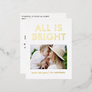 Relieve metalizado elegante 1 postal de festividad