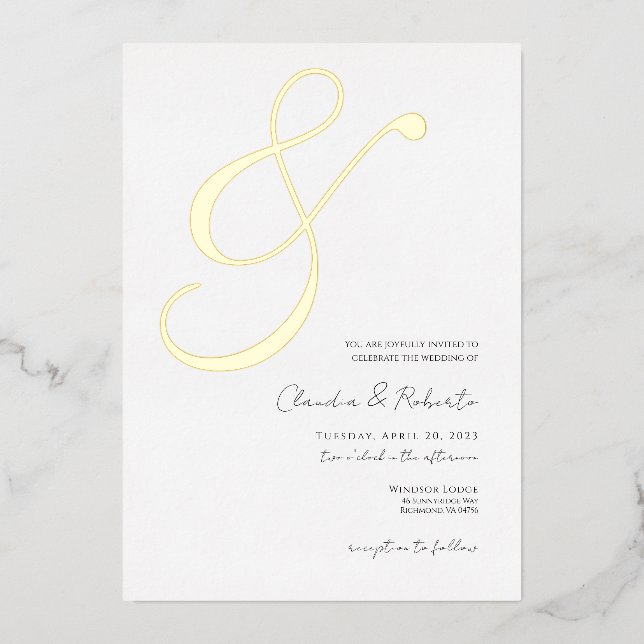(Relieve metalizado '&') Elegante invitación a la  (Anverso)