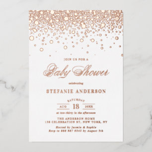 Relieve Metalizado Elegante Invitación de Baby Shower con Lunares de