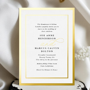 Relieve Metalizado Elegante Invitación de Boda con Caligrafía Formal 