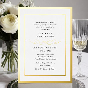 Relieve Metalizado Elegante Invitación de Boda con Caligrafía Formal 