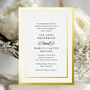 Relieve Metalizado Elegante Invitación de Boda con Caligrafía Formal 
