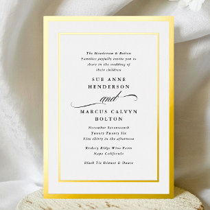 Relieve Metalizado Elegante Invitación de Boda con Caligrafía Formal 