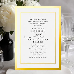 Relieve Metalizado Elegante Invitación de Boda con Caligrafía Formal 