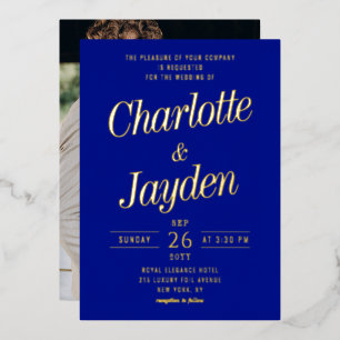 Relieve Metalizado Elegante Invitación de Boda con Escritura en Hojal