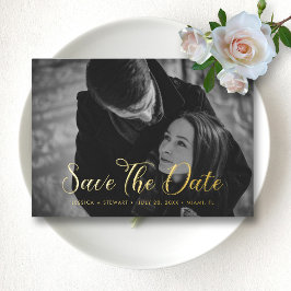 Relieve Metalizado Elegante Invitación de Boda con Fecha de Guardado
