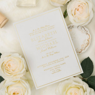 Relieve Metalizado Elegante Invitación de Boda con Hoja de Oro Real e