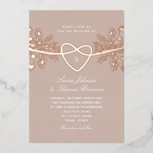 Relieve Metalizado Elegante Invitación de Boda con Hojalata de Oro Ro