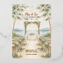 Elegante Invitación de Boda con Hojas de Metal y L