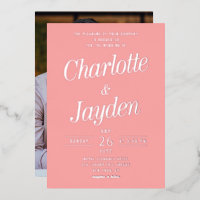 Elegante Invitación de Boda con Holograma Rosa