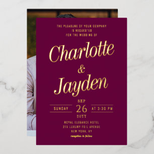 Relieve Metalizado Elegante Invitación de Boda con Letra en Hojalata 