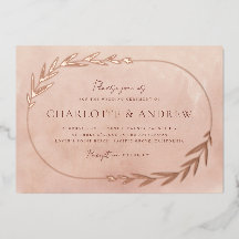 Elegante Invitación de Boda con Rama Floral y Hoja