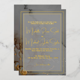 Relieve Metalizado Elegante Invitación de Boda con Tinta de Alcohol G