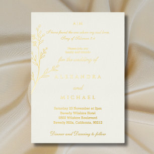 Relieve Metalizado Elegante Invitación de Boda Cristiana con Versícul