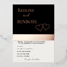 Relieve Metalizado Elegante invitación de boda en negro y blanco con 