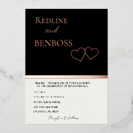 Relieve Metalizado Elegante invitación de boda en negro y blanco con 