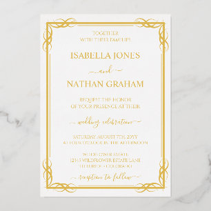 Relieve Metalizado Elegante Invitación de Boda Sencilla con Holograma