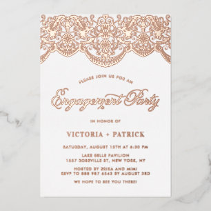 Relieve Metalizado Elegante Invitación de Fiesta de Compromiso con En