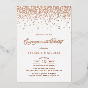 Relieve Metalizado Elegante invitación de fiesta de compromiso con pa