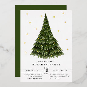 Relieve Metalizado Elegante Invitación de Navidad con Hojalata Clásic