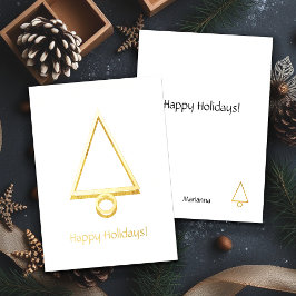 Relieve Metalizado Elegante Invitación de Navidad con Hojas de Oro