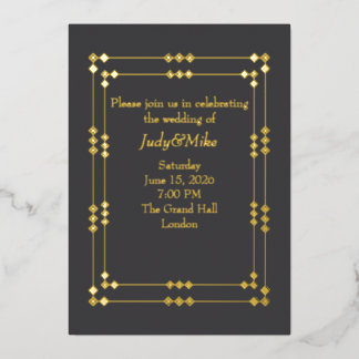 Relieve Metalizado Elegante Invitación de Papel de Hilo con Estampado